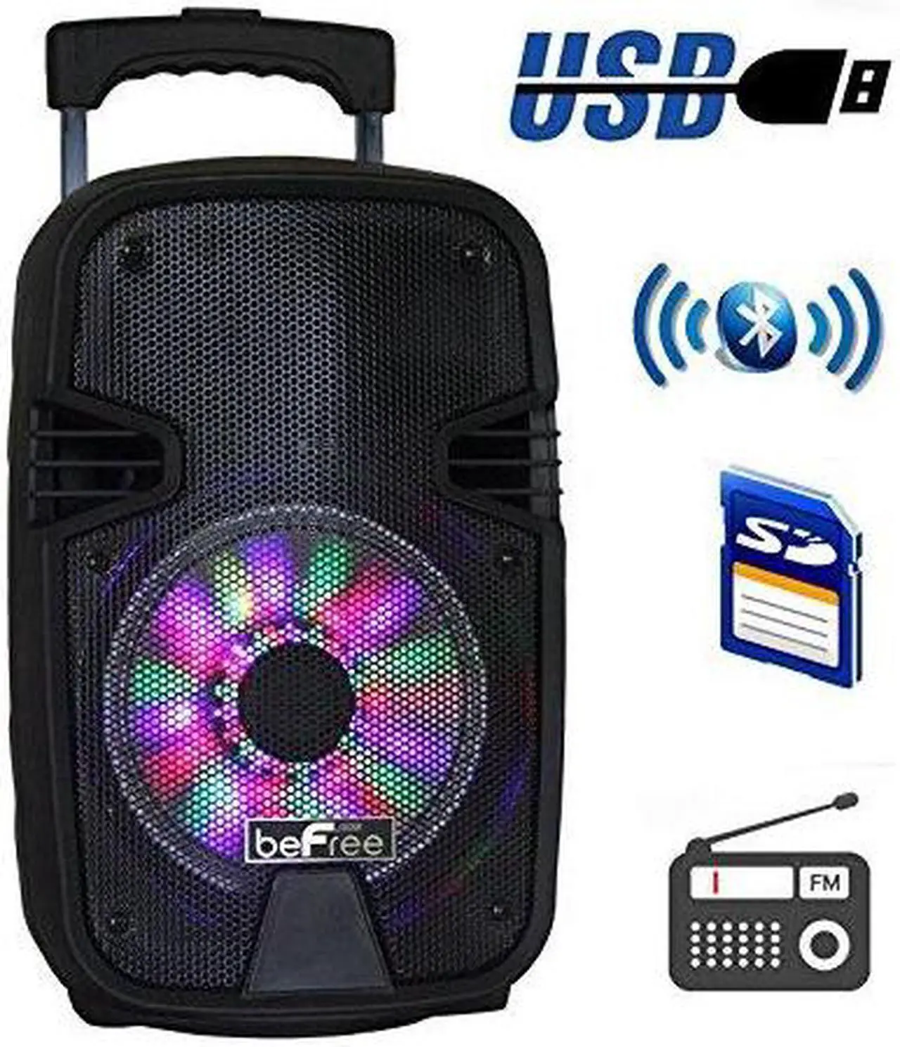 Alt view image 3 of 19 - Befree Sound BFS-3000 8 in. Bluetooth Portable Party Speaker with USB, SD & Reactive Lights