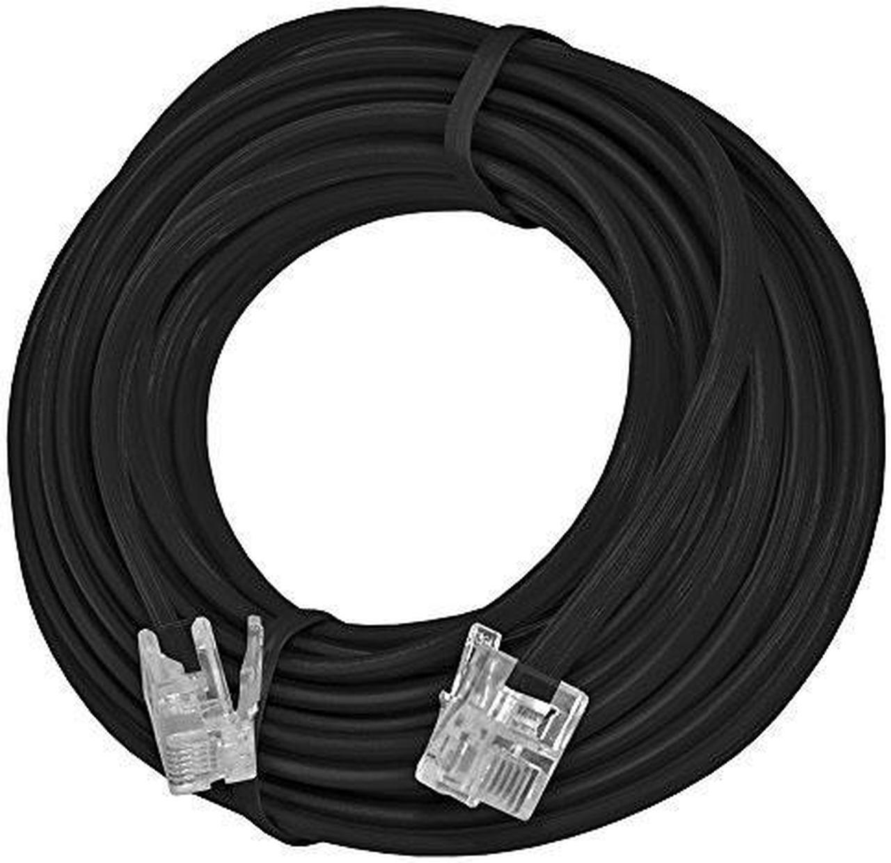 amzer 15 feet telephone line extension cord heavy duty 4 conductor cable  black