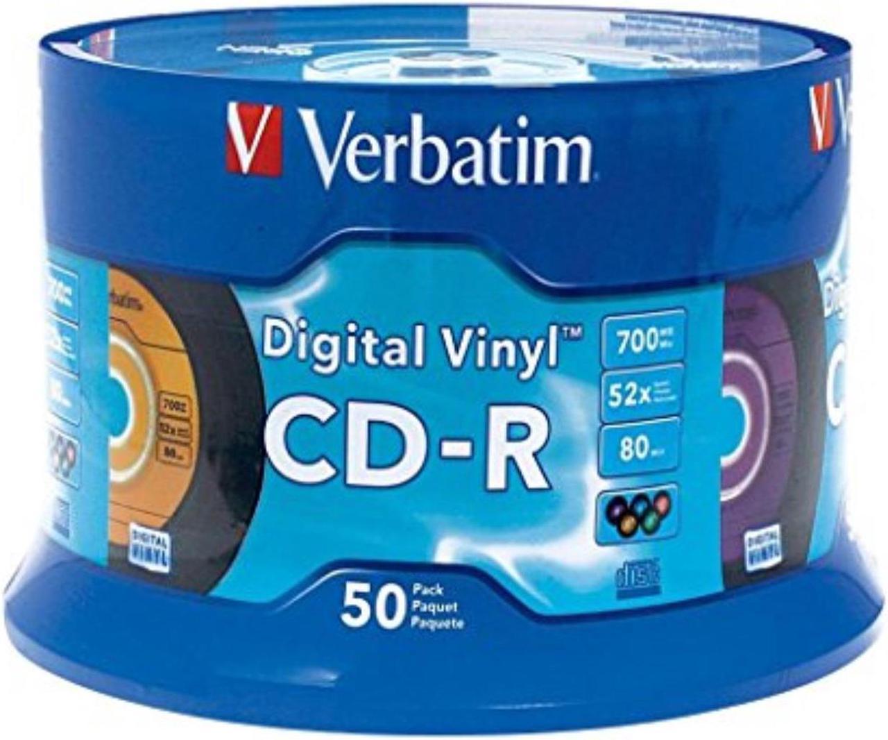 verbatim cdr 80min 52x with digital vinyl surface  50pk spindle