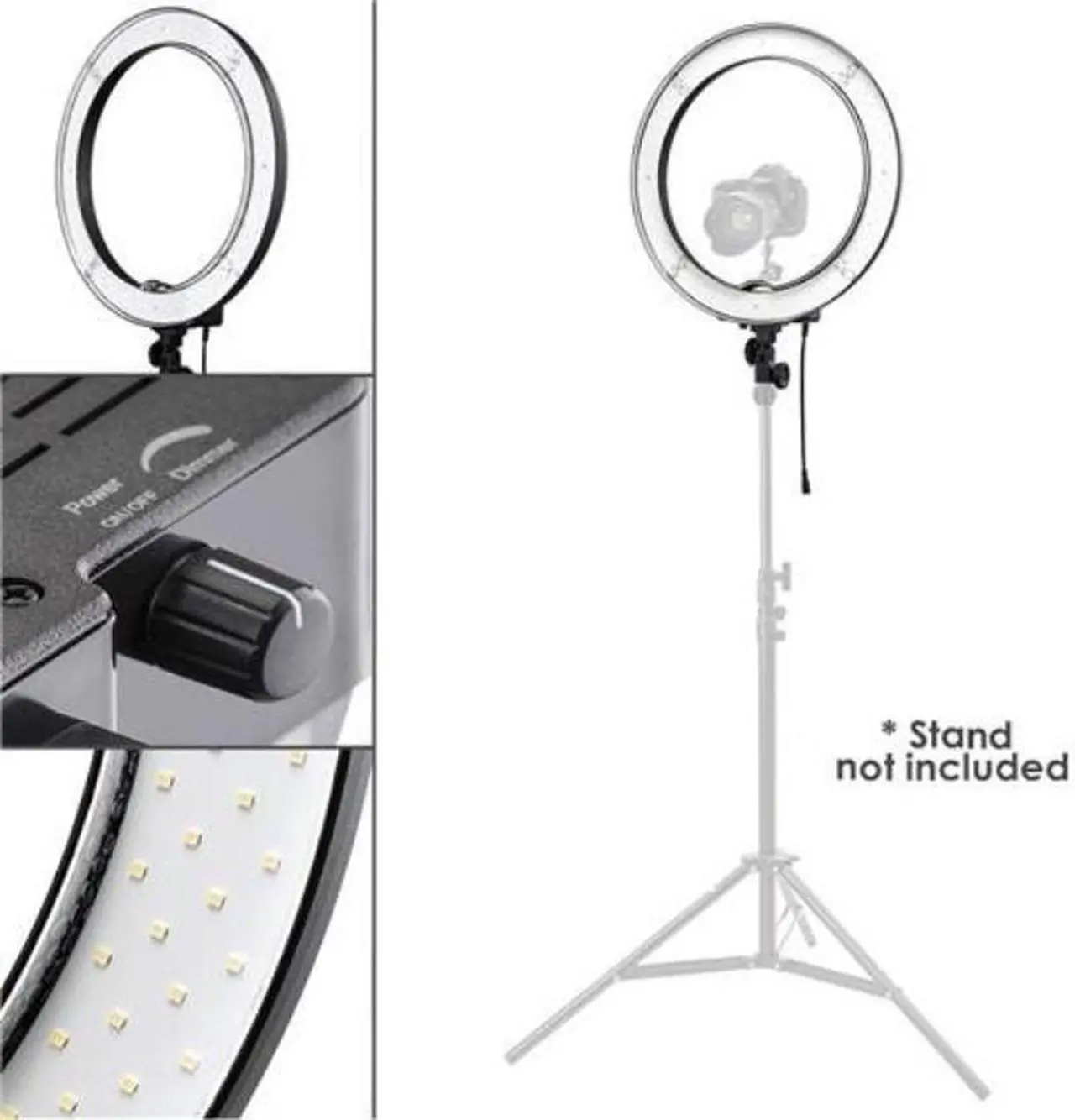 Alt view image 7 of 9 - Flashpoint Flashpoint Photo/Video 13 Inch Dimmable LED 42W 5500K AC Powered Light Ring with Bag For, Makeup - Live Streaming & YouTube Video - Photography