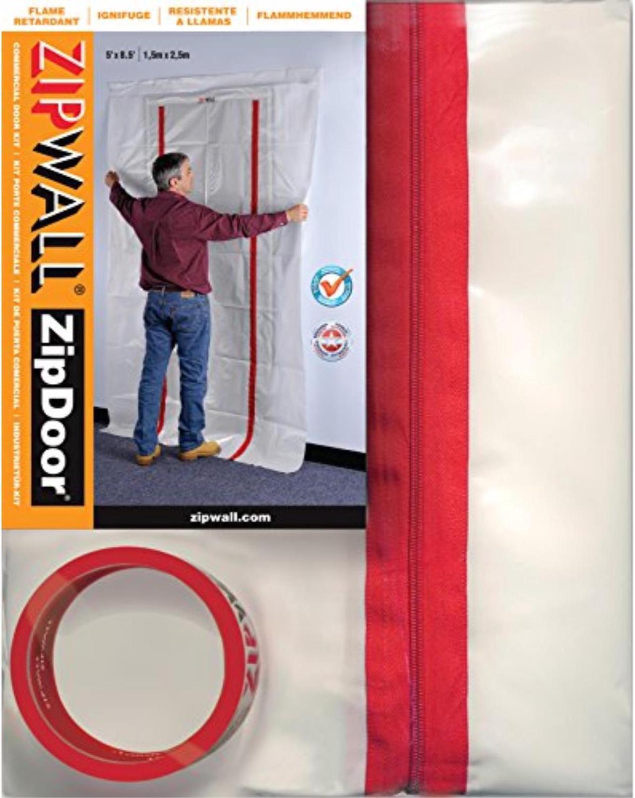 Alt view image 3 of 5 - Dust Barrier Door,Clear,5 Ft x 8-1/2 Ft ZIPWALL ZDC