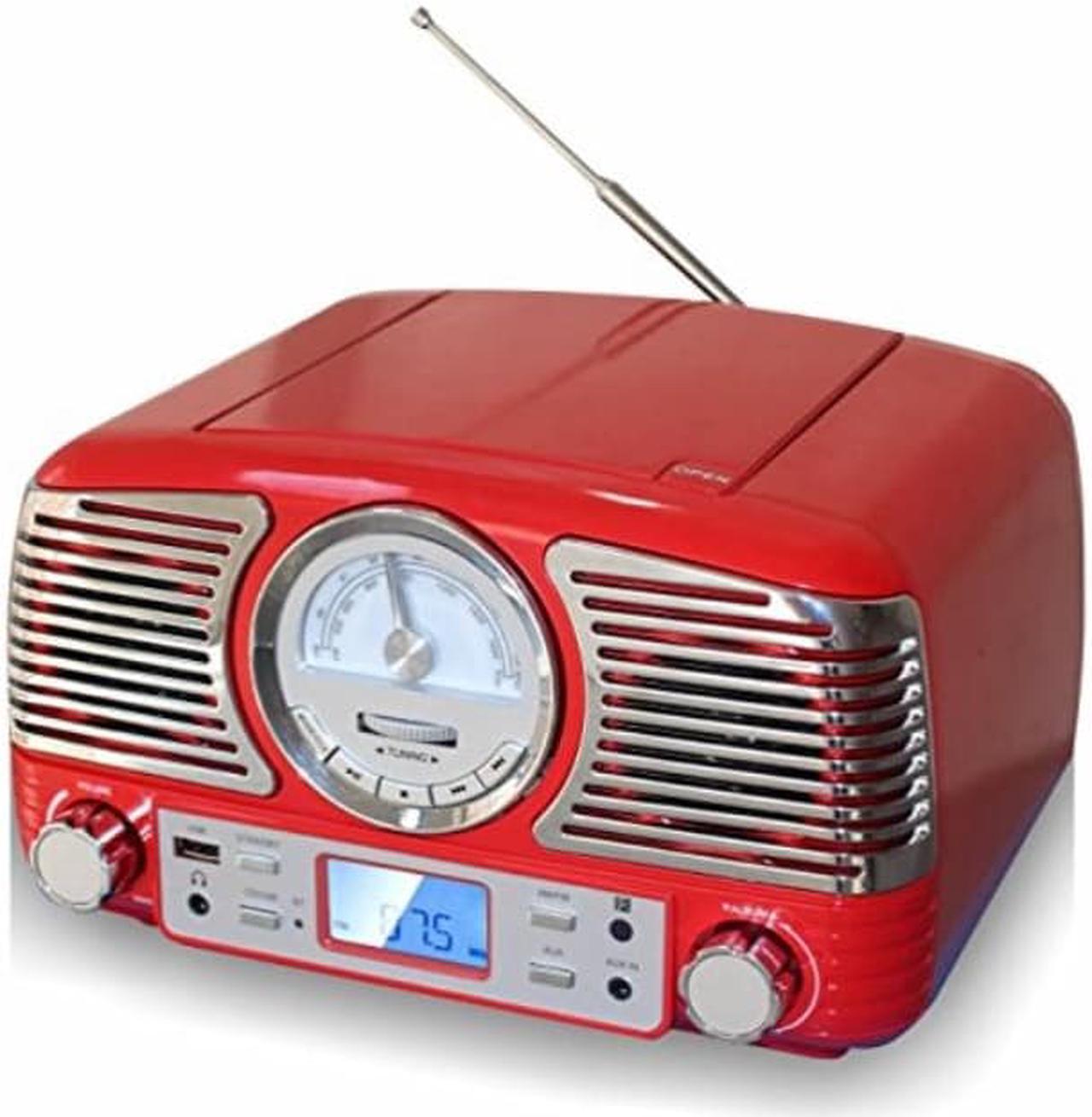 Alt view image 2 of 3 - Techplay Qt62bt Red, Retro Design Compact Stereo Cd, With Am/fm