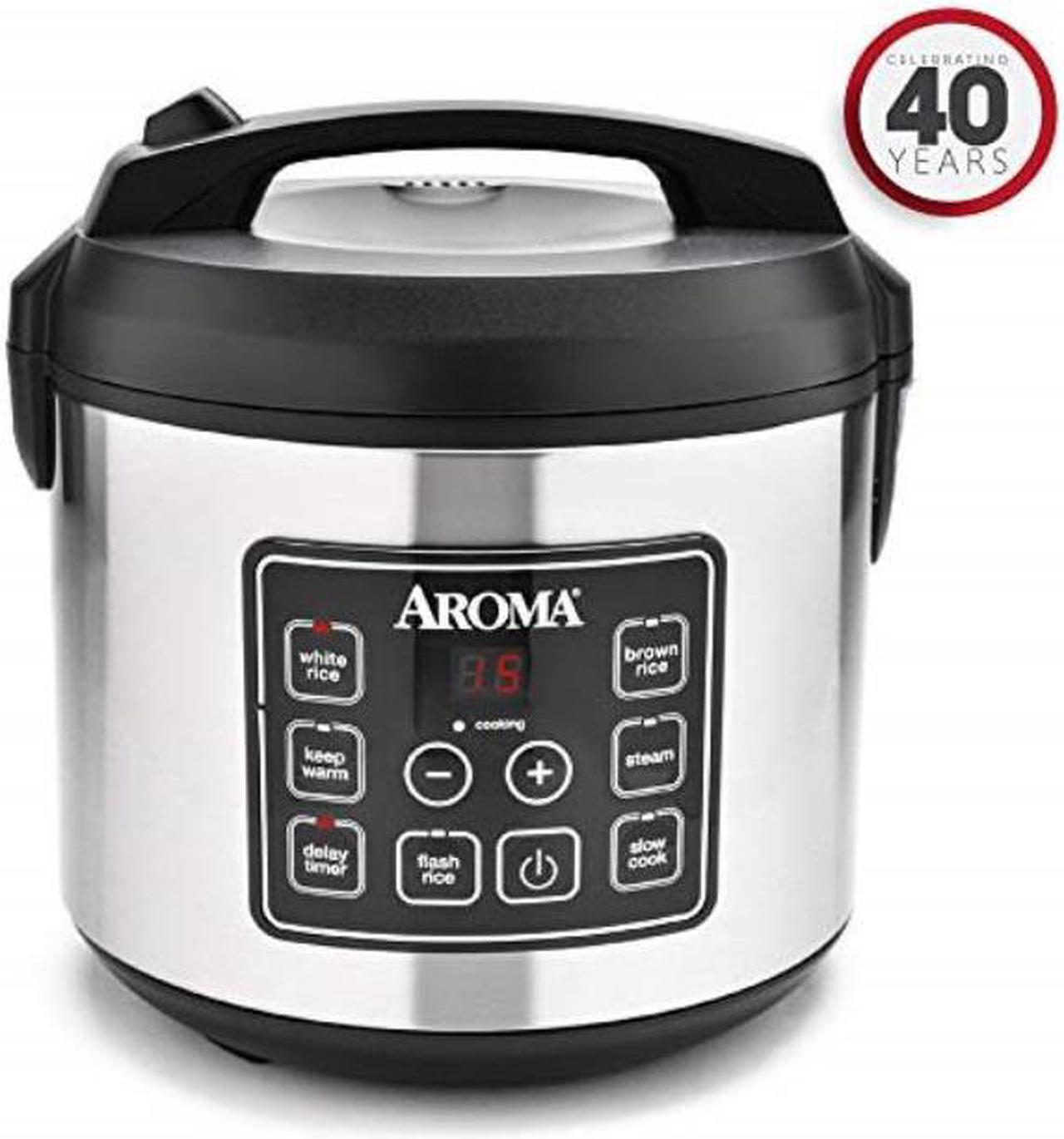 Alt view image 2 of 4 - Aroma 20 Cup Cooked (10 cup uncooked) Digital Rice Cooker, Slow Cooker, Food Steamer, SS Exterior (ARC-150SB)