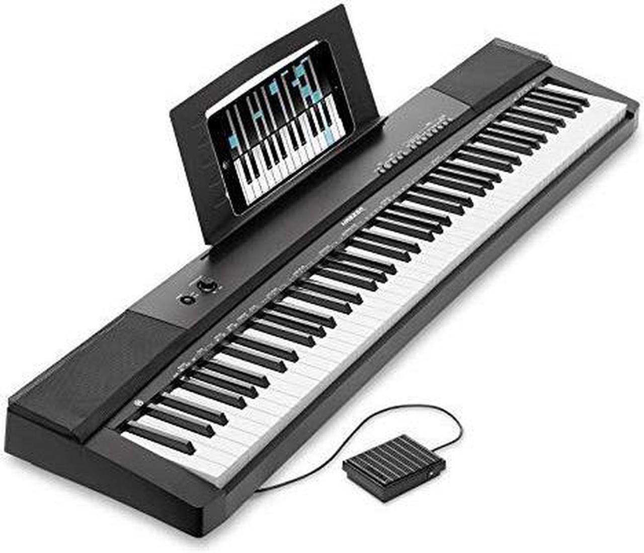 Alt view image 2 of 7 - Hamzer 88 Key Digital Keyboard Piano - Full-Size, Semi-Weighted Keys - Portable Electronic Keyboard Piano with Built-In Speakers and Sustain Pedal