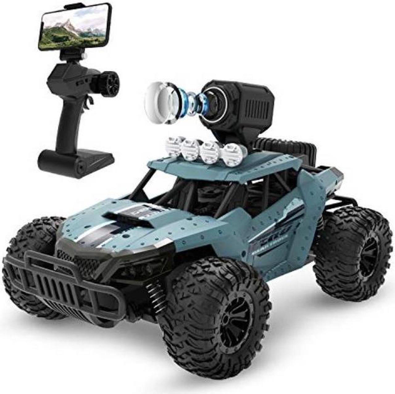 deerc rc cars de36w remote control car with 720p hd fpv camera, 1/16 scale offroad remote control truck, high speed monster trucks for adults kids, all terrain, 30 min play, rc toys gift for boys and