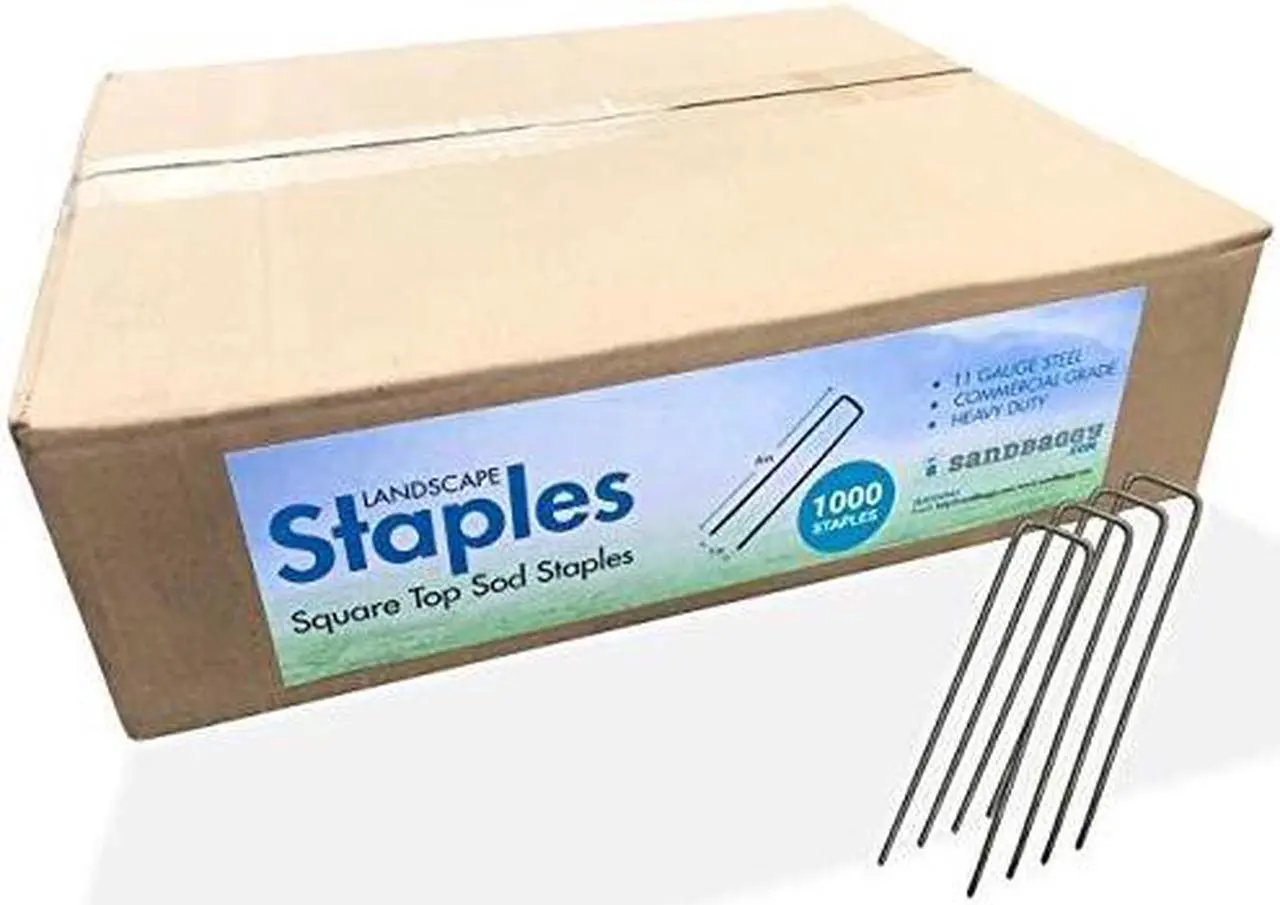 sandbaggy 1000 count 6" landscape staples ~ sod staples garden stakes square pins
