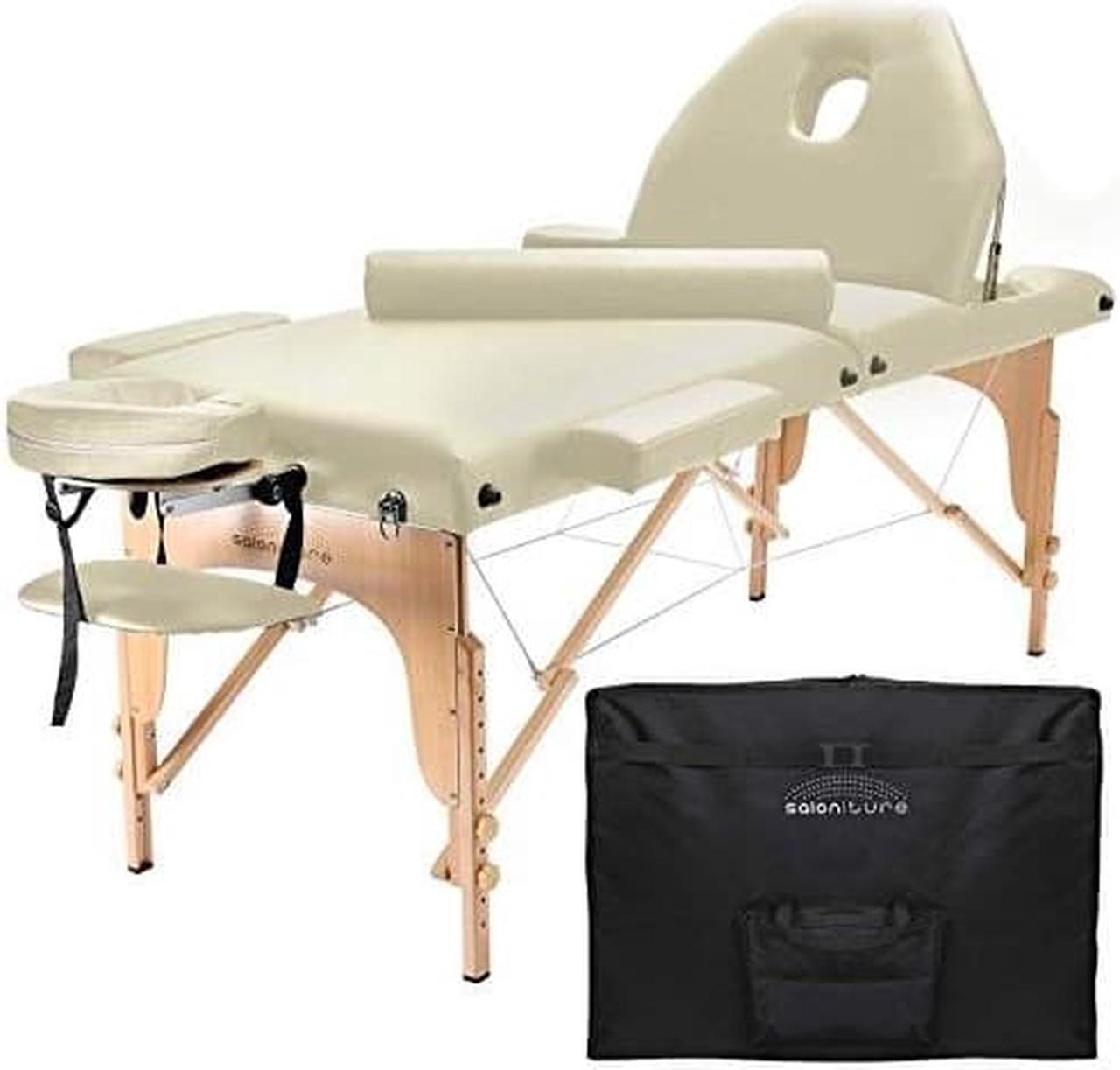 Alt view image 7 of 8 - Saloniture Professional Portable Massage Table with Backrest - Cream