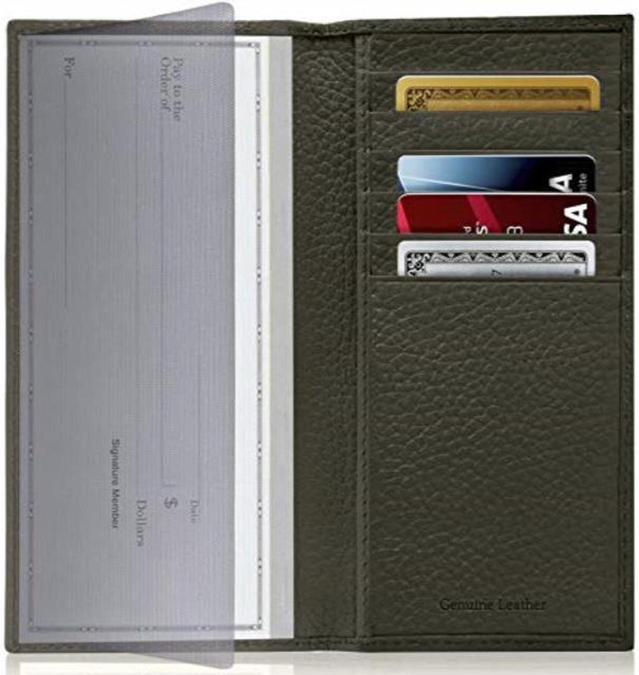 Alt view image 2 of 9 - Genuine Leather Checkbook Cover For Men & Women - Checkbook Covers With Card Holder Wallet RFID Blocking