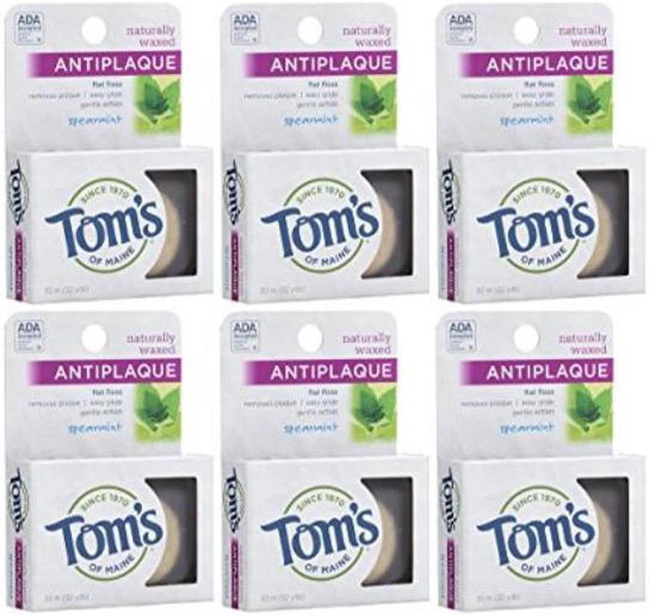 Main image of tom's of maine anti plaque flat spearmint floss, pack of 6
