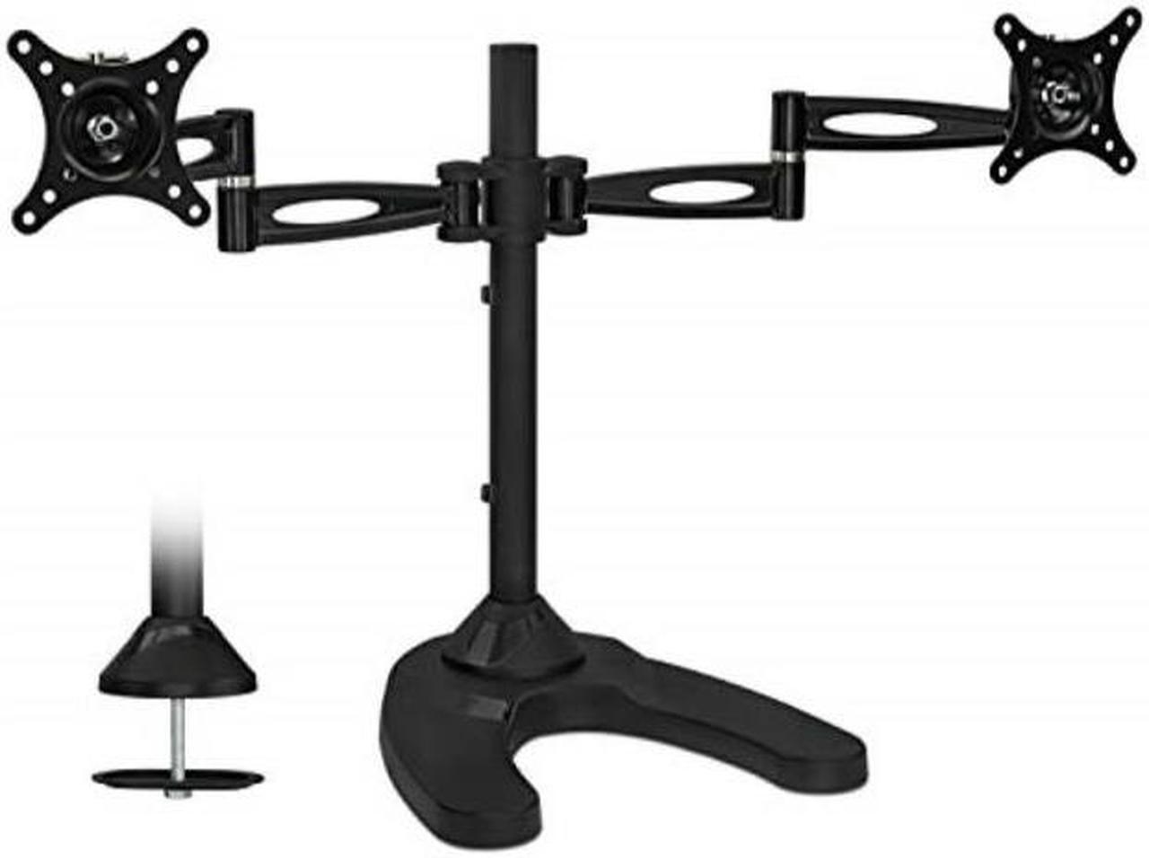 Main image of mountit! free standing dual monitor stand | double arm desk mount fits two x 21 24 27 inch computer screens | 2 heavy duty full motion adjustable arms | vesa 75 100 compatible | grommet base included