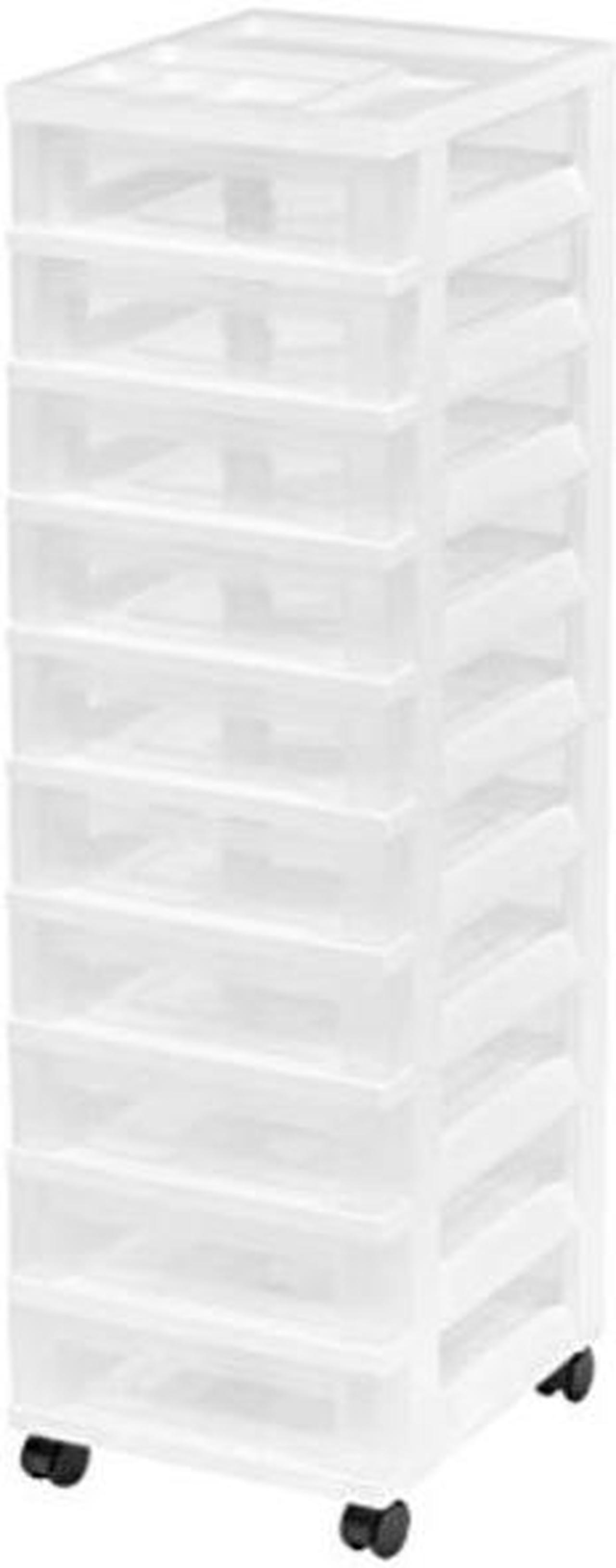 Alt view image 5 of 5 - IRIS USA Craft Plastic Organizers and Storage, Rolling Storage Cart for Classroom Supplies, Storage Organizer for Art Supplies, Drawer Top Organizer for Small Parts, 10 Drawers, White/Clear