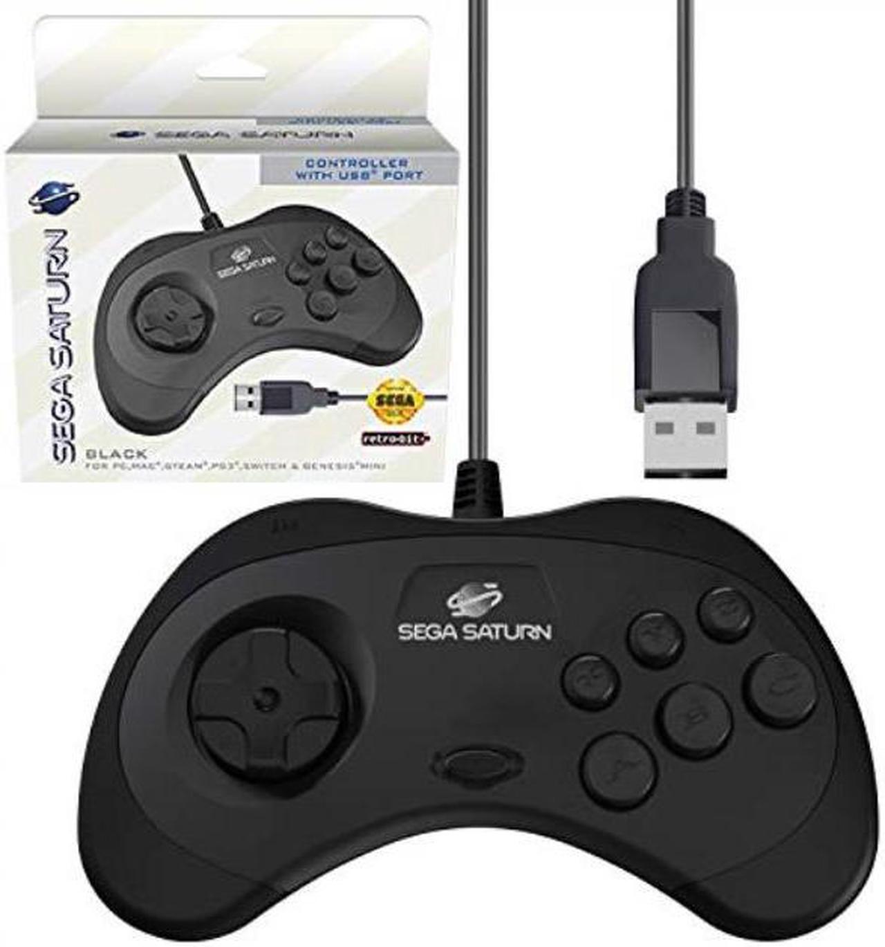 Alt view image 8 of 11 - Retro-Bit Official Sega Saturn USB Controller Pad for PC, Mac, Steam, RetroPie, Raspberry Pi - USB Port - Black