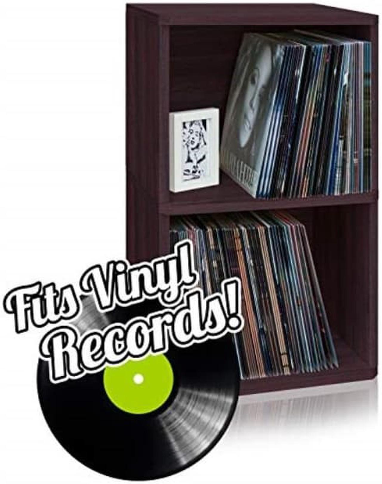 Alt view image 7 of 20 - Way Basics 29.1"H 2-Shelf Vinyl Record Storage Cube And LP Record Album Modern Eco Shelf, Espresso Wood Grain - Lifetime Guarantee