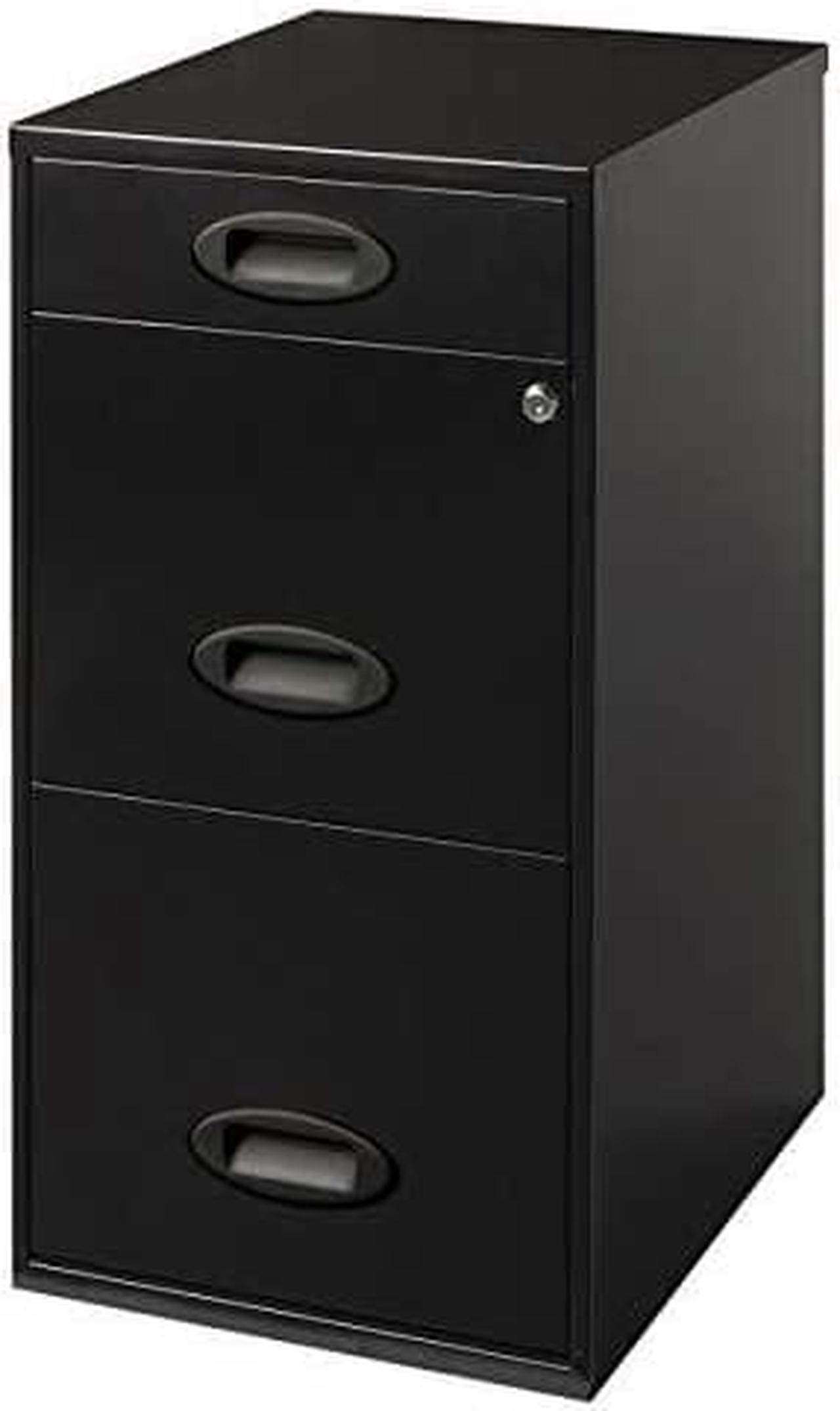 Alt view image 3 of 11 - Realspace® SOHO Metal Vertical File Cabinet, 3 Drawers, 18"D, Black