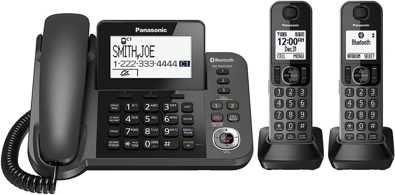 Main image of PANASONIC KX-TGF382M Link2Cell Bluetooth Corded / Cordless Phone and Answering Machine with 2 Cordless Handsets