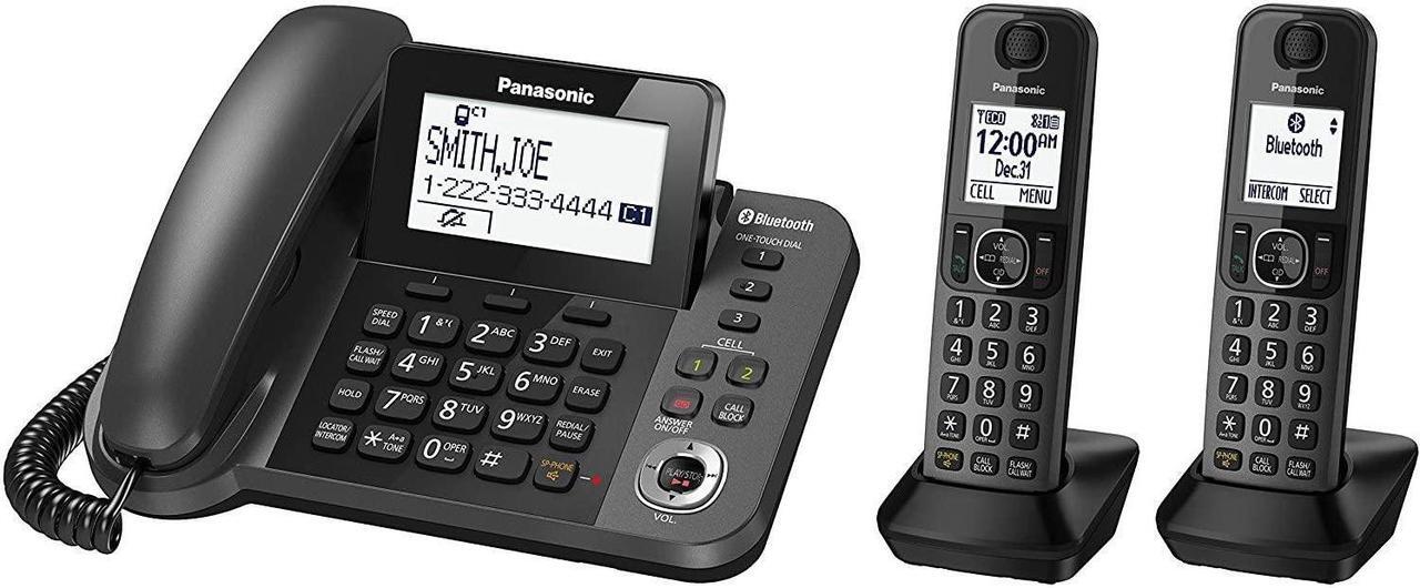 Alt view image 2 of 8 - PANASONIC KX-TGF382M Link2Cell Bluetooth Corded / Cordless Phone and Answering Machine with 2 Cordless Handsets