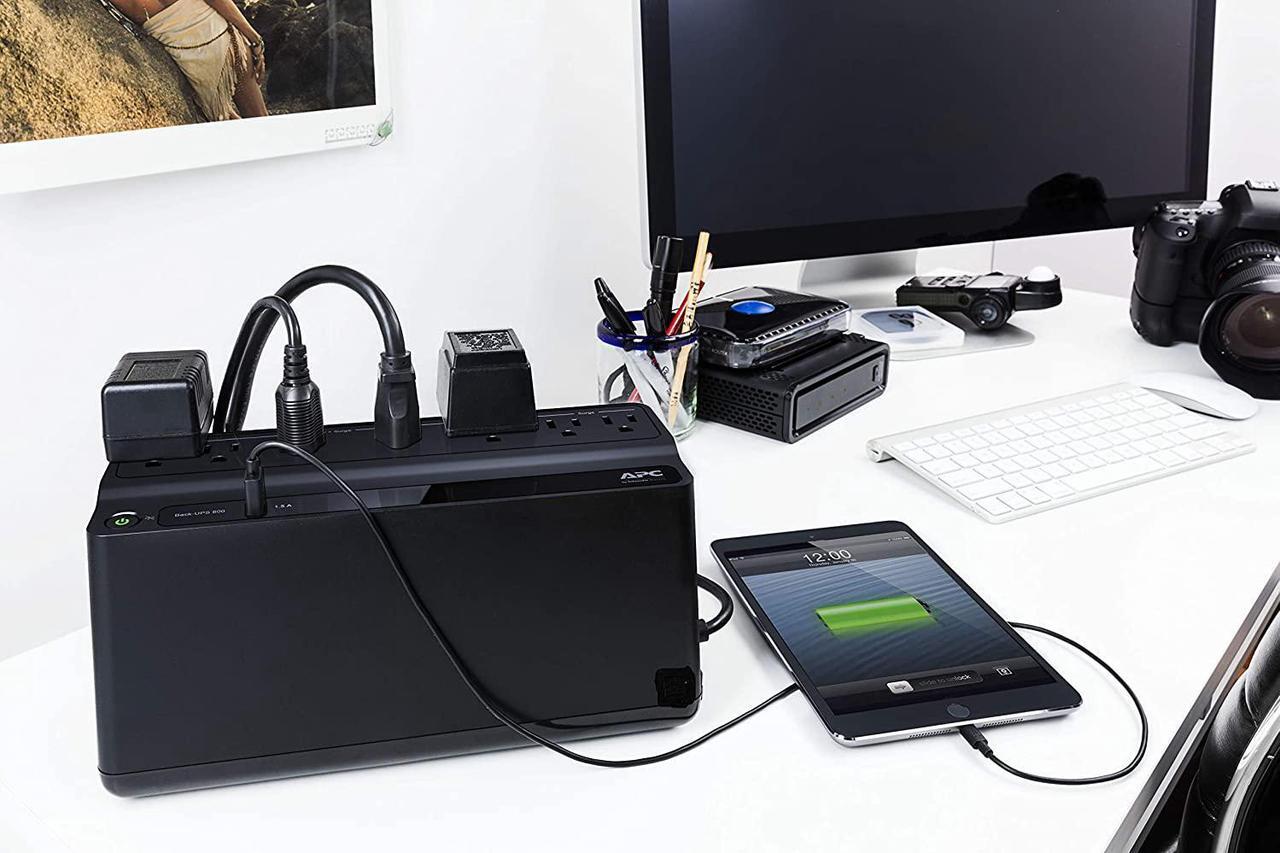 Alt view image 7 of 7 - APC UPS Battery Backup and Surge Protector, 600VA/300 Watts Backup Battery Power Supply, BE600M1 Back-UPS with USB Charger Port