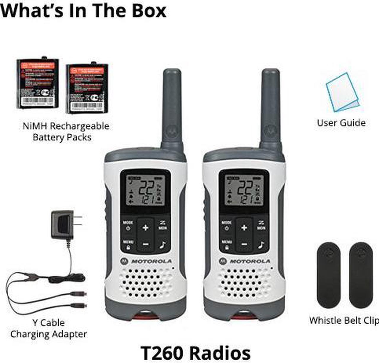 Alt view image 15 of 20 - Motorola T260 Two-Way Radio - 37KM Model + NOAA Rechargeable  (Dual Pack)