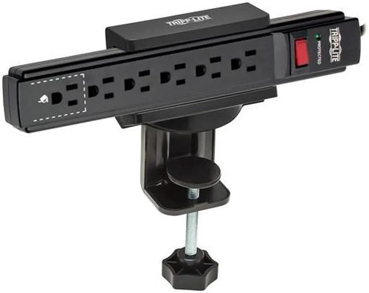 Alt view image 6 of 6 - Tripp Lite Clamp-On 1.6-2.4" Wide Power Strip Holder Mount Black CLAMPUSBLK