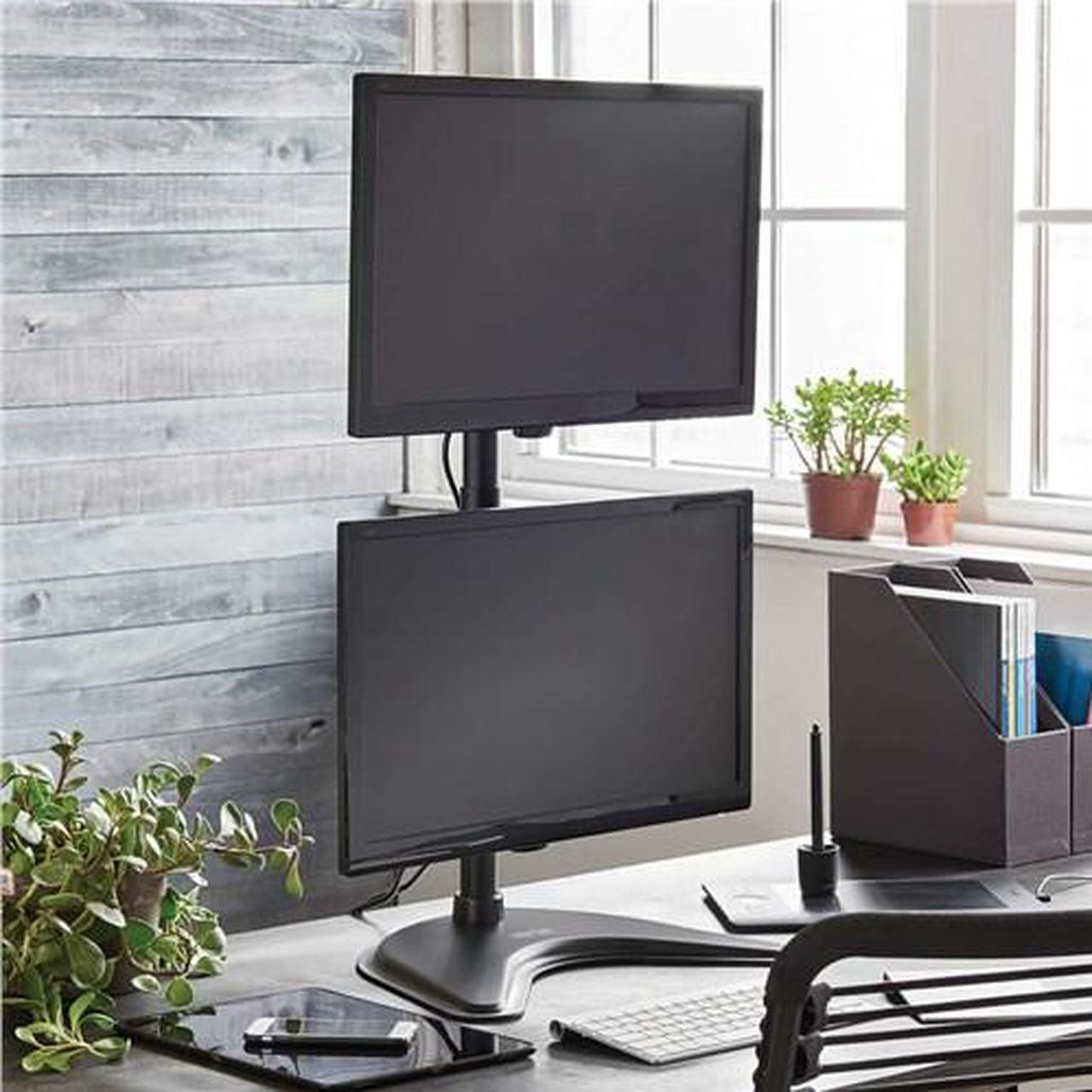 Alt view image 16 of 20 - Tripp Lite Dual Vertical Flat-Screen Desk Stand/Clamp Mount, 15" to 27" Displays