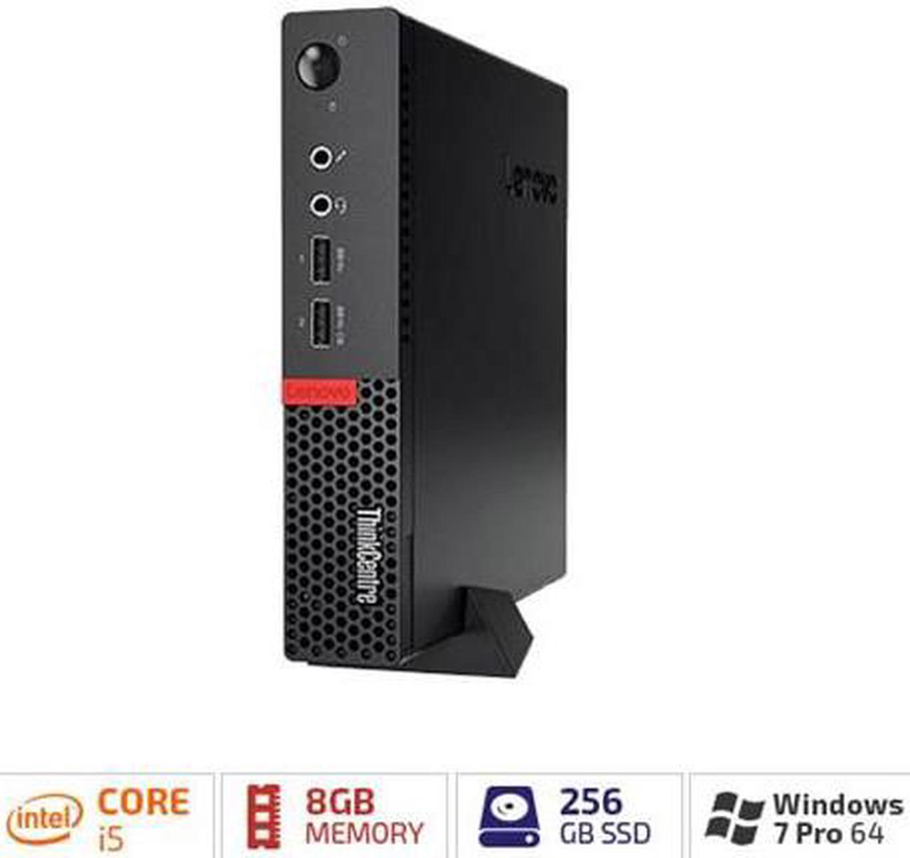 Lenovo Desktop Computer ThinkCentre M710q (10MR0047US) Intel Core i5-6500T 8GB DDR4 256 GB SSD Intel HD Graphics 530 Windows 7 Professional 64-Bit (Downgrade From Windows 10 Pro)