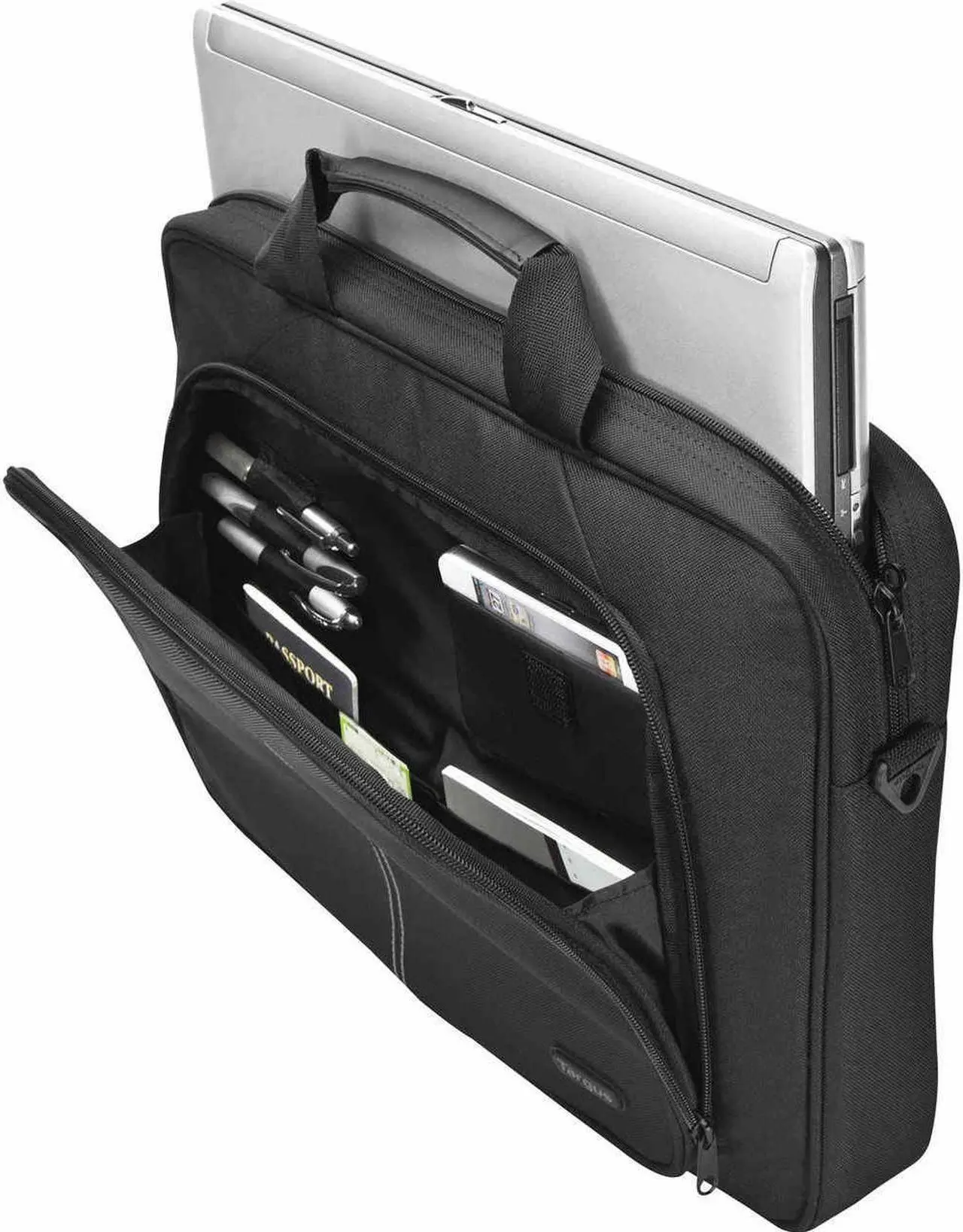 Alt view image 2 of 7 - Targus Intellect TBT240US Carrying Case (Sleeve) for 15.6" to 16" Notebook - Black - TAA Compliant - Nylon Exterior Material - Carrying Strap - 11.8" Height x 16.3" Width x 2.8" Depth