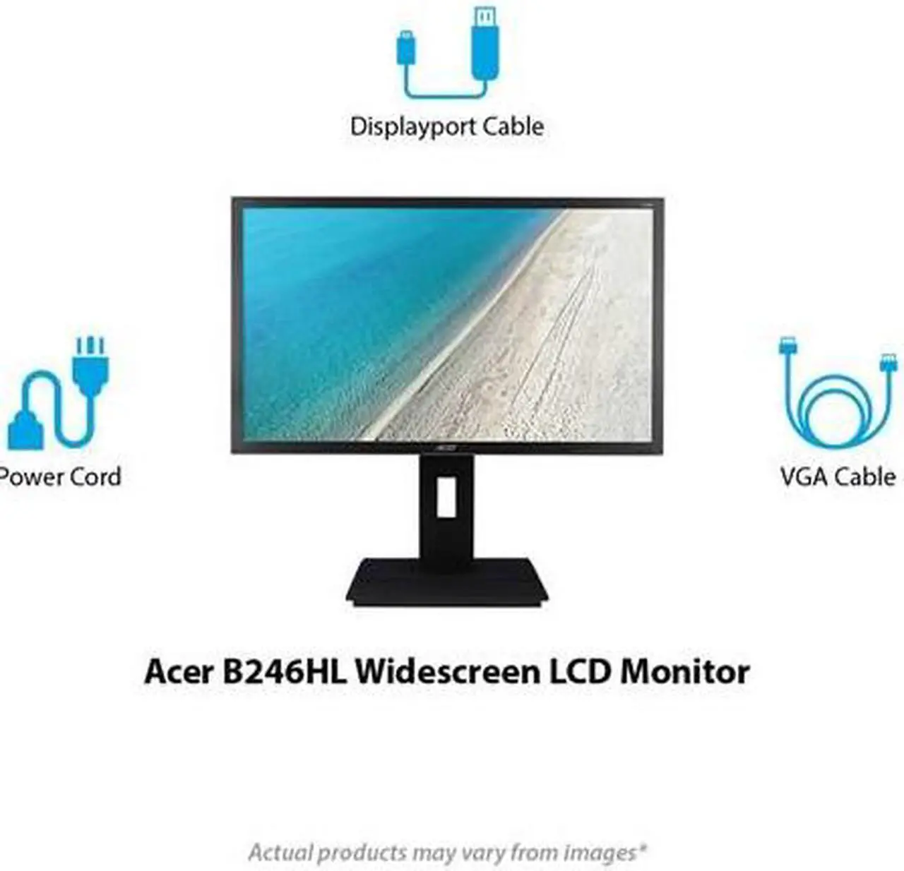 Alt view image 11 of 12 - Acer B246HL ymiprx UM.FB6AA.007 24" Full HD 1920 x 1080 60 Hz D-Sub, HDMI, DisplayPort Built-in Speakers Height Adjustable Monitor
