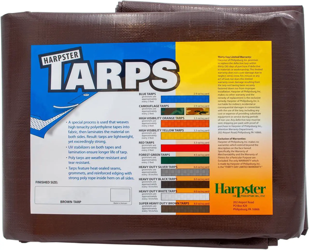 Main image of Harpster Tarps 12 ft. x 25 ft. Super Heavy Duty Brown 8 oz. Polyethylene Tarp - 16 Mil Thick