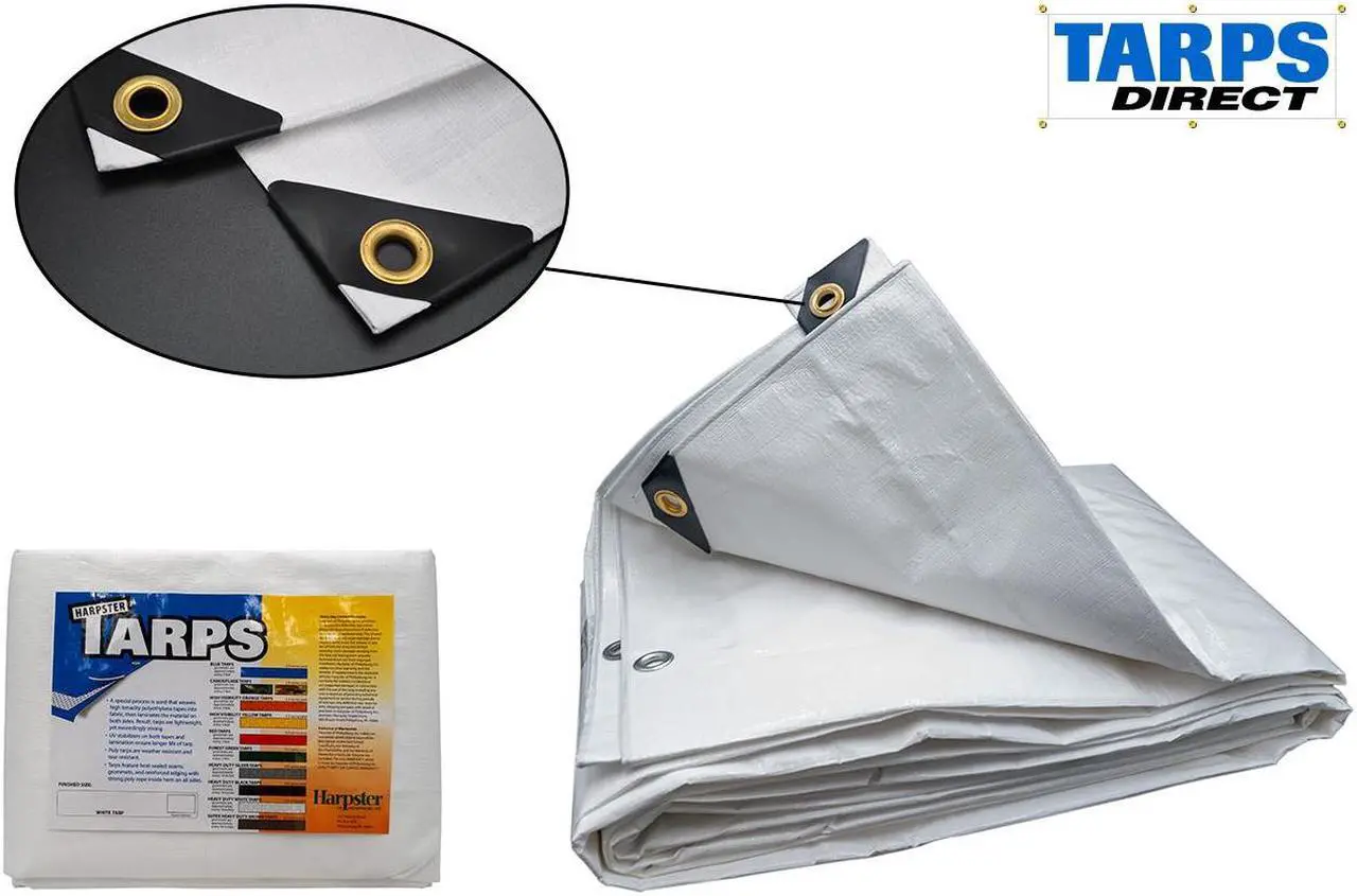 Alt view image 4 of 4 - Harpster Tarps 10' x 12' Heavy Duty White 6 oz. Poly Tarp 12 Mil