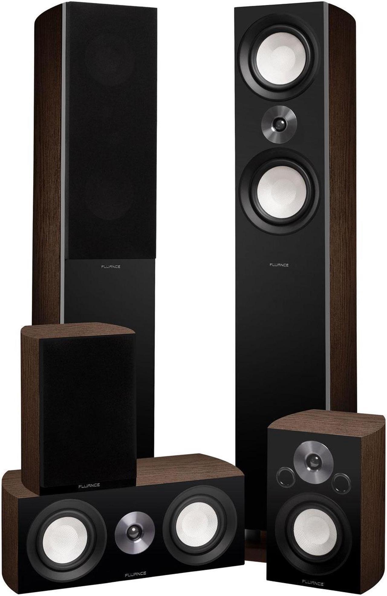 Fluance Reference Surround Sound Home Theater 5.0 Channel Speaker System including 3-Way Floorstanding Floorstanding Towers, Center Channel, and Rear Surround Speakers - Walnut (XL8HTBW)