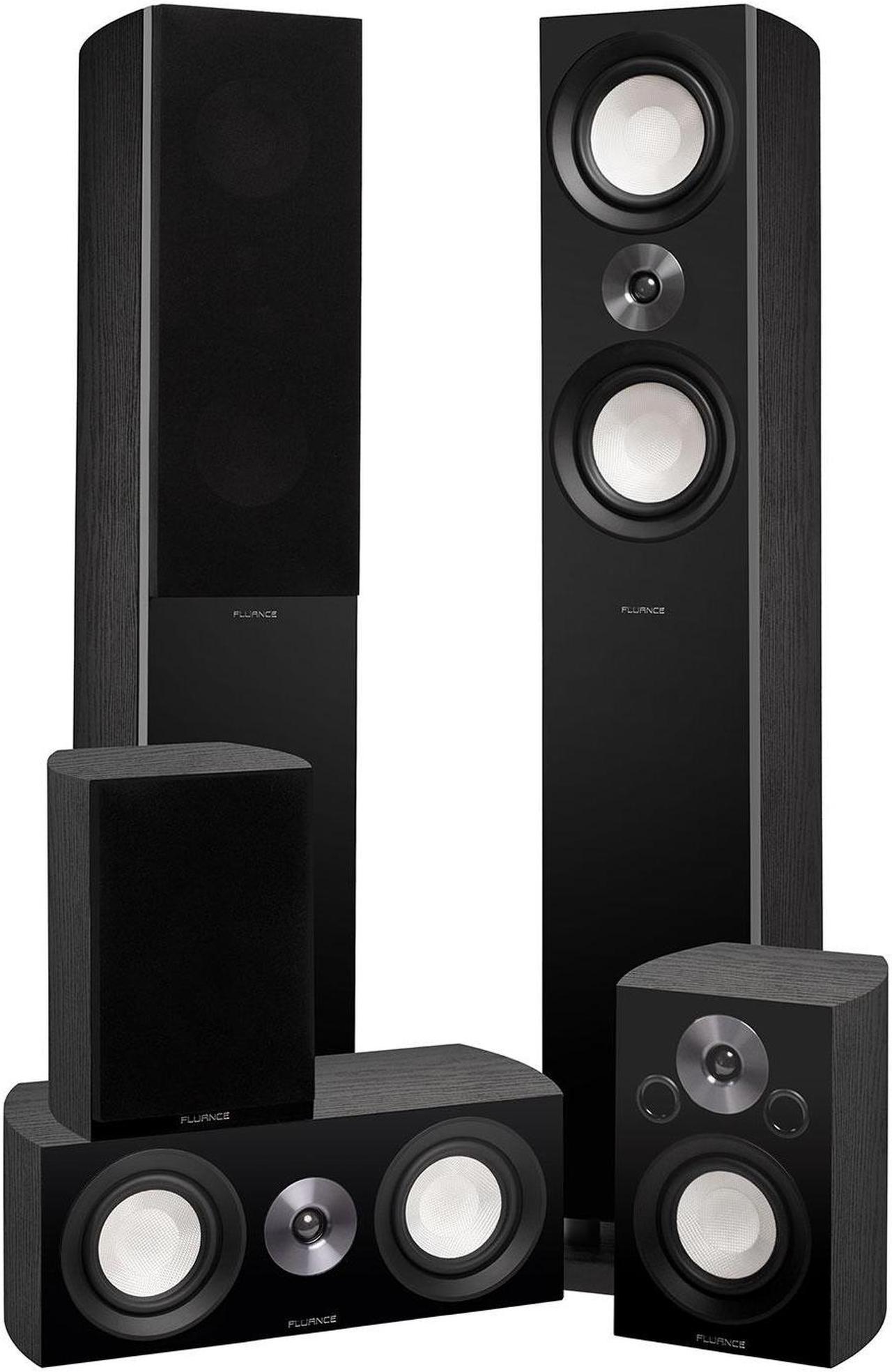 Fluance Reference High Performance Surround Sound Home Theater 5.0 Channel Speaker System including 3-Way Floorstanding Towers, Center Channel, and Rear Surround Speakers - Black Ash (XL8HTB)