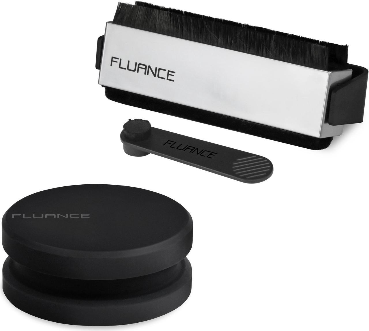 Fluance Vinyl Record Accessory Kit With Record and Stylus Anti-Static Carbon Fiber Brushes and Record Weight (VB52RW03)