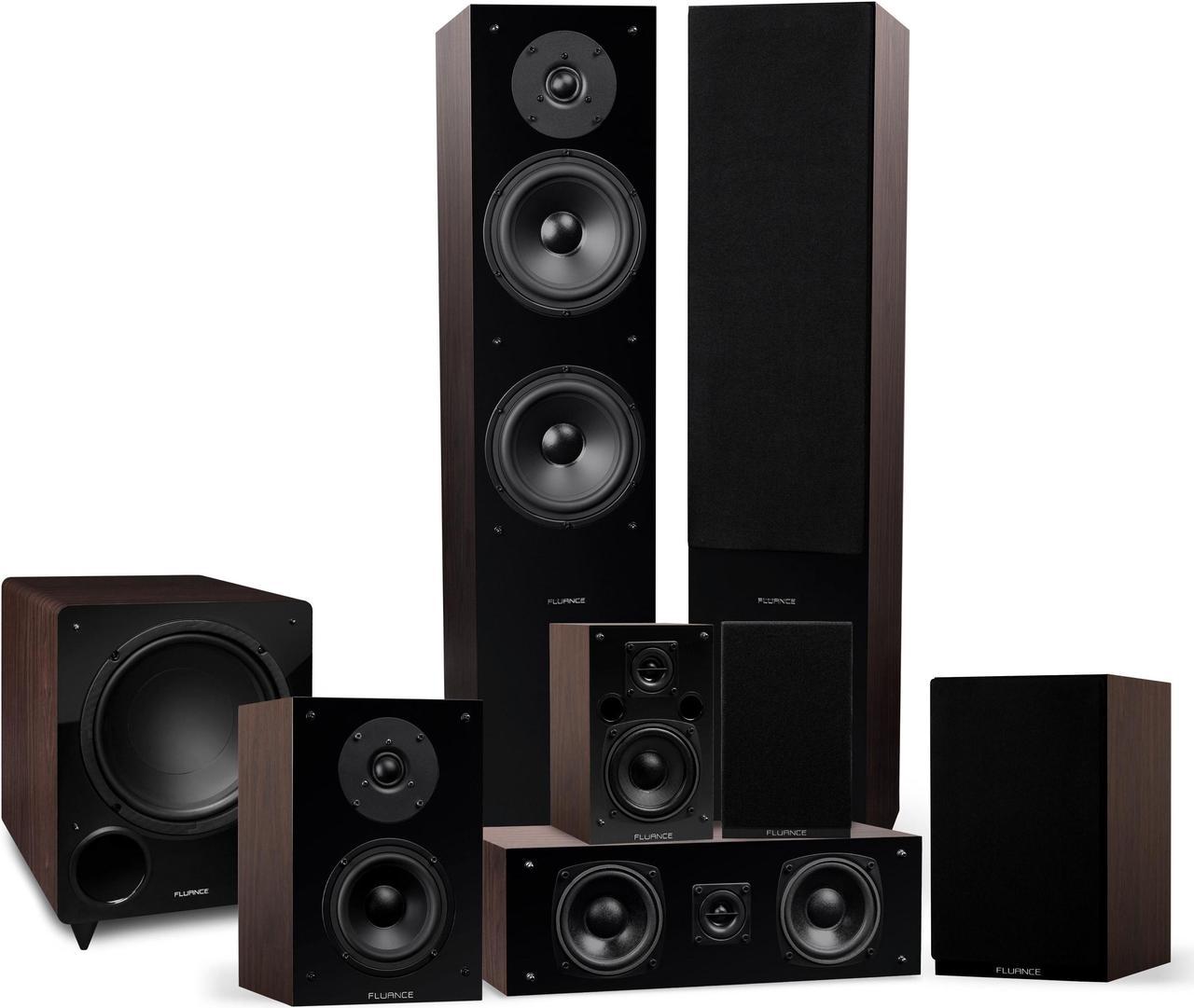 Fluance Elite High Definition Surround Sound Home Theater 7.1 Speaker System including Floorstanding Towers, Center Channel, Surround, Rear Surround Speakers, and DB10 Subwoofer - Walnut (SX71WR)