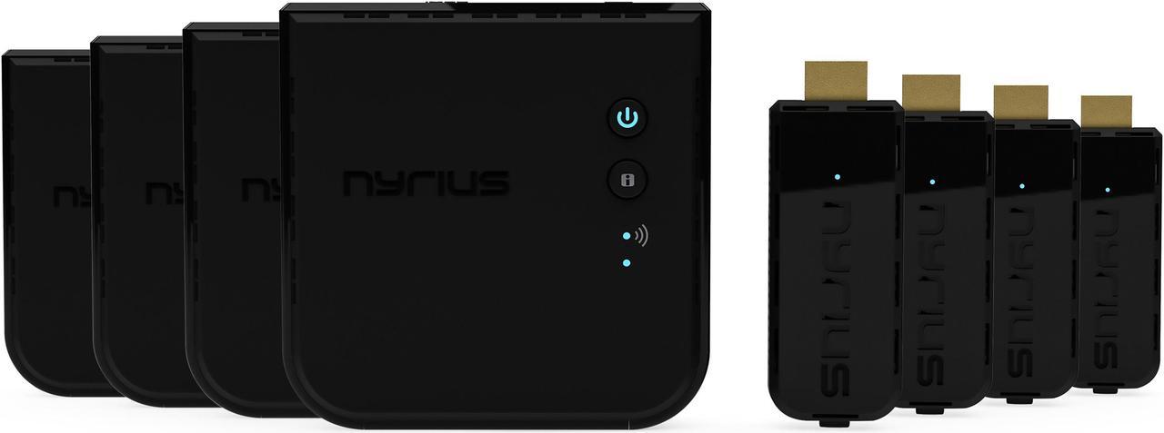 Nyrius ARIES Prime Wireless Video HDMI Transmitter & Receiver for Streaming HD 1080p 3D Video & Digital Audio from Laptop, PC, Cable, Netflix, YouTube, PS4 to HDTV - NPCS549 (Pack of 4)