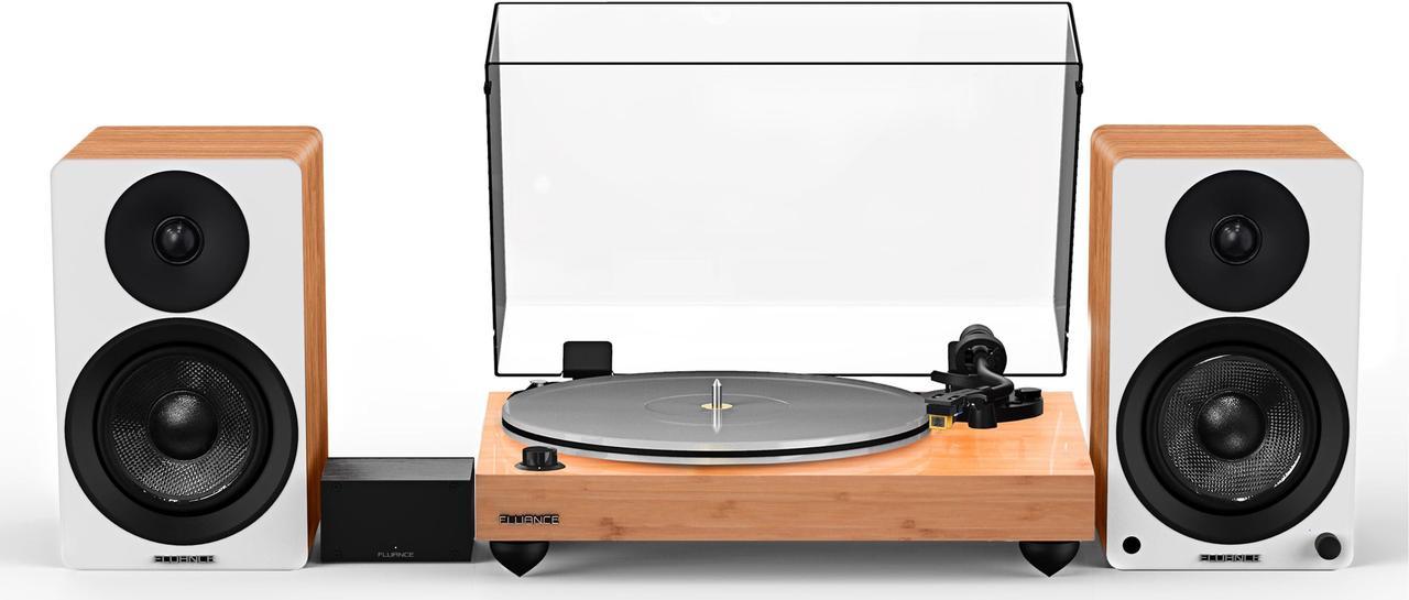 Fluance Reference RT85N High Fidelity Vinyl Turntable with PA10 Phono Preamp and Ai41 Powered 5" Bookshelf Speakers, Nagaoka MP-110 cartridge, 90W Class D Amplifier, Bluetooth (Lucky Bamboo)