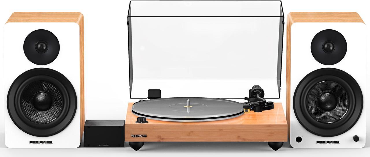 Fluance Reference RT85N High Fidelity Vinyl Turntable with PA10 Phono Preamp and Ai61 Powered 6.5" Bookshelf Speakers, Nagaoka MP-110 cartridge, 120W Class D Amplifier, Bluetooth (Lucky Bamboo)