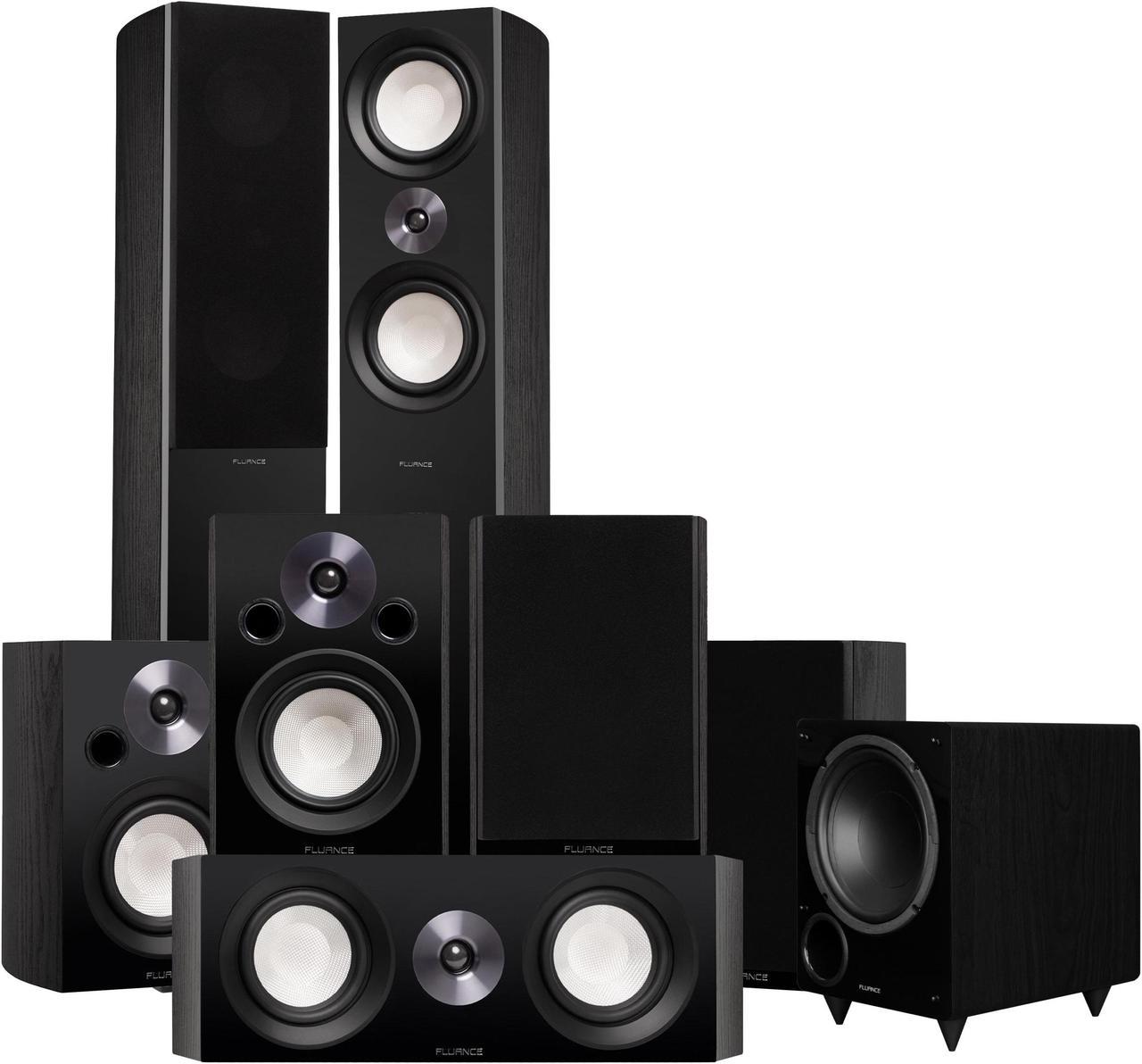 Fluance Reference Surround Sound Home Theater 7.1 Channel Speaker System including 3-Way Floorstanding Towers, Center Channel, Surrounds, Rear Surrounds and DB10 Subwoofer - Black Ash (X871BR)