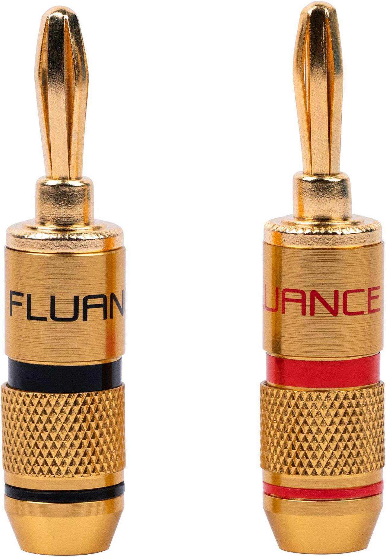 Fluance Banana Plug for Speaker Wire Double Screwed 24K Gold-plated color-coded connectors compatible with 16 to 12 AWG speaker wire for HiFi Sound Systems Home Theater Audio/Video Receiver Amplifiers