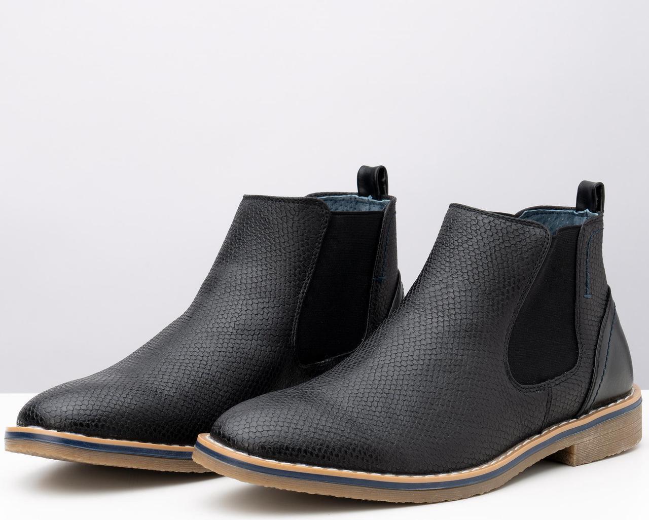 Alt view image 6 of 7 - Alpine Swiss Mens Nash Chelsea Boots Snakeskin Ankle Boot Genuine Leather Lined