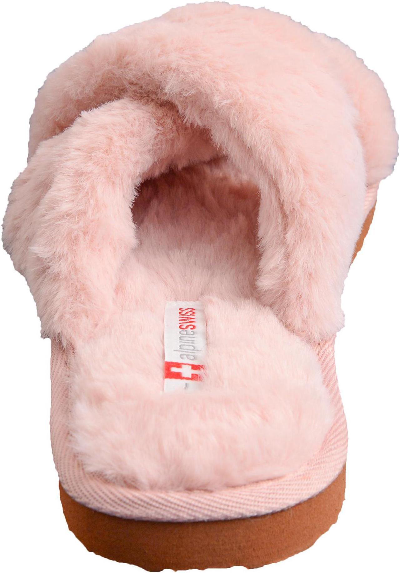 Alt view image 6 of 7 - Alpine Swiss Women Fuzzy Fluffy Faux Fur Slippers Memory Foam Indoor House Shoes
