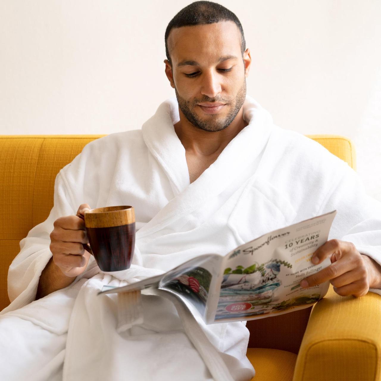 Alt view image 4 of 6 - Alpine Swiss Aiden Mens Cotton Terry Cloth Bathrobe Shawl Collar Velour Spa Robe