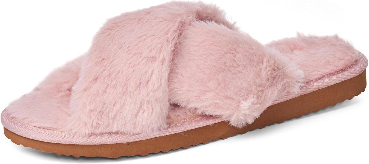 Main image of Alpine Swiss Women Fuzzy Fluffy Faux Fur Slippers Memory Foam Indoor House Shoes
