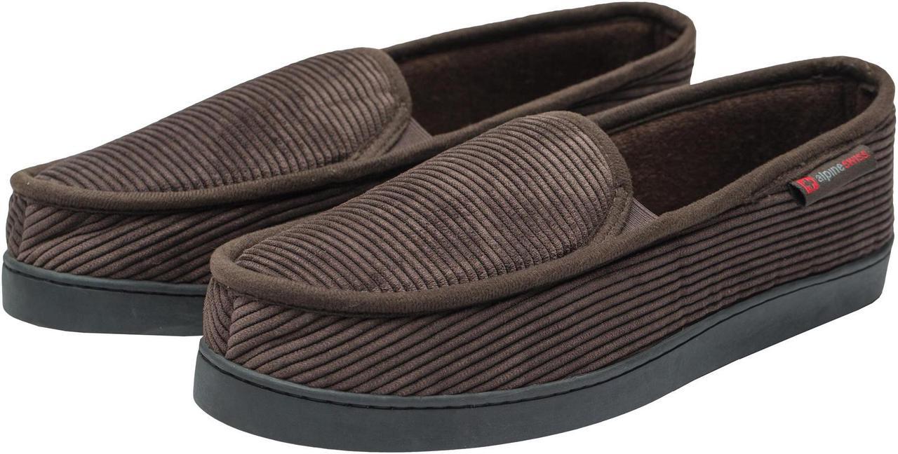 Alt view image 5 of 7 - Alpine Swiss Mens Wide Moccasin Slippers Memory Foam Slip On Indoor House Shoes