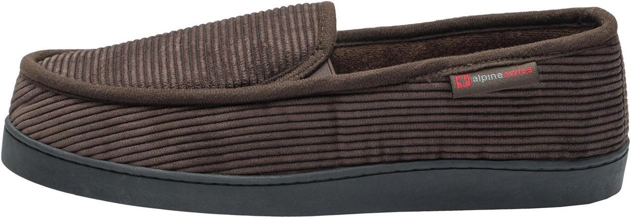 Alt view image 4 of 7 - Alpine Swiss Mens Wide Moccasin Slippers Memory Foam Slip On Indoor House Shoes
