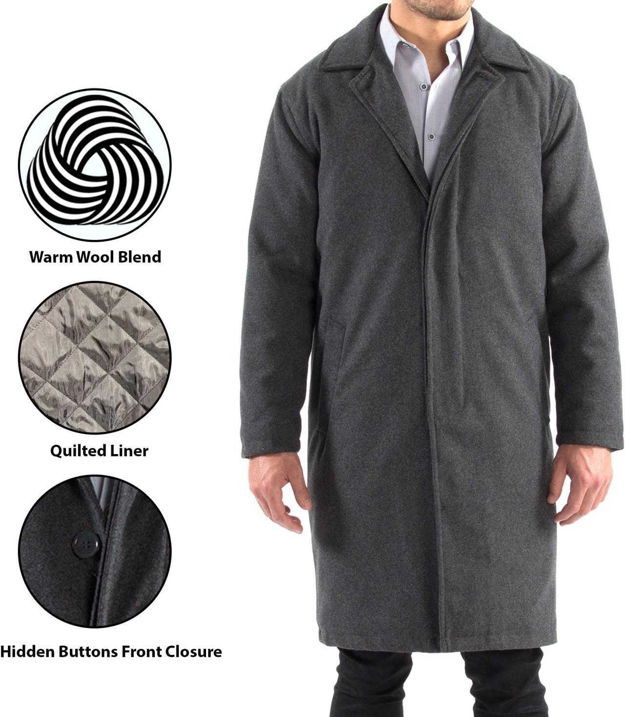 Alt view image 2 of 7 - Alpine Swiss Mens Zach Knee Length Jacket Top Coat Trench Wool Blend Overcoat