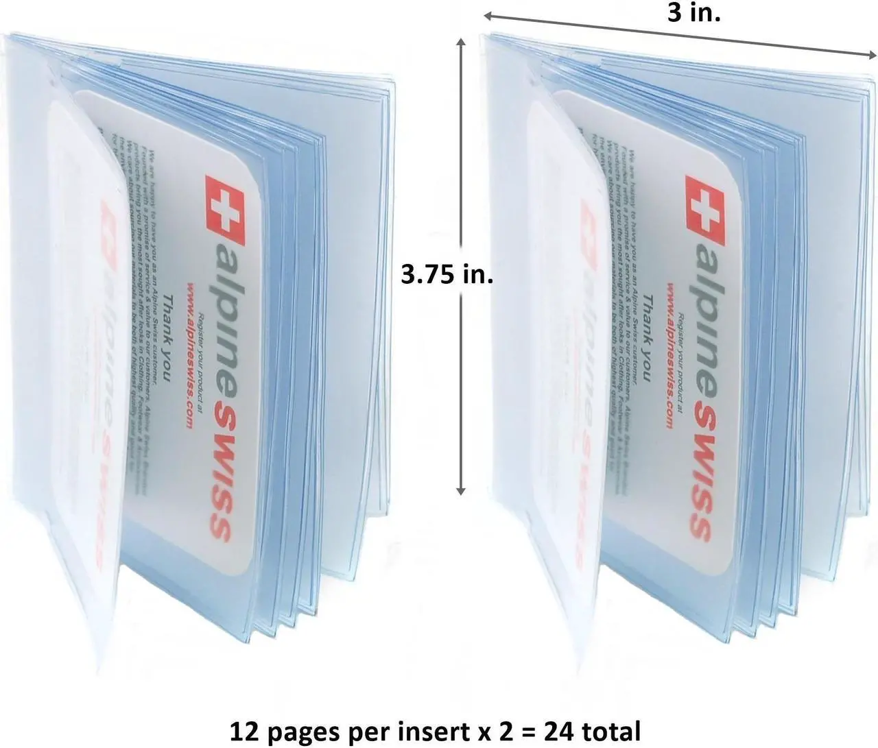 Alt view image 2 of 5 - Alpine Swiss SET OF 2 Clear Plastic Wallet Inserts 12 Pages Picture Card Holder