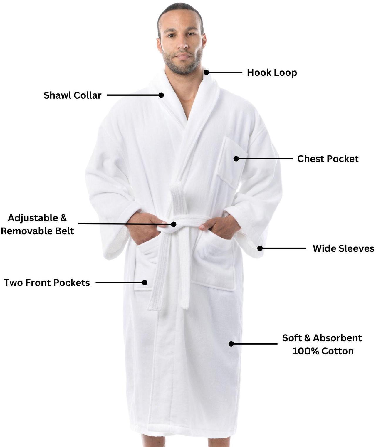 Alt view image 2 of 6 - Alpine Swiss Aiden Mens Cotton Terry Cloth Bathrobe Shawl Collar Velour Spa Robe