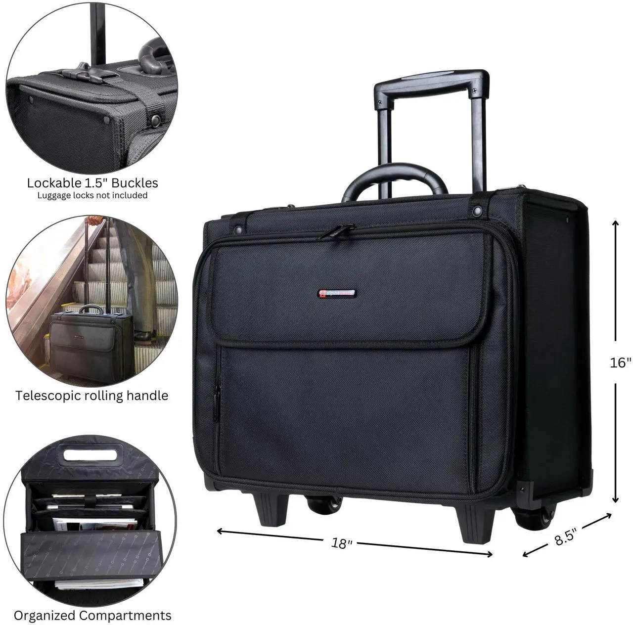 Alt view image 11 of 14 - Alpine Swiss Rolling Briefcase Laptop Bag For Men Women Hard Side Catalog Case Wheels Legal Dividers Lawyer Attache Case Carry-On Business Travel Bag