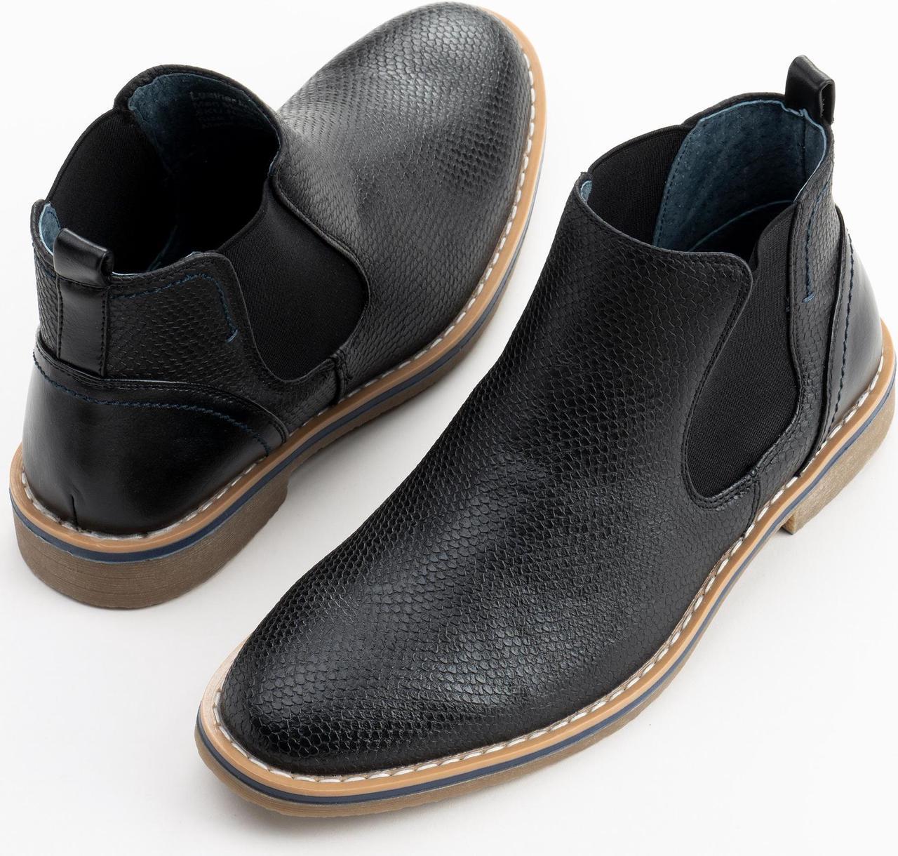 Alt view image 4 of 7 - Alpine Swiss Mens Nash Chelsea Boots Snakeskin Ankle Boot Genuine Leather Lined