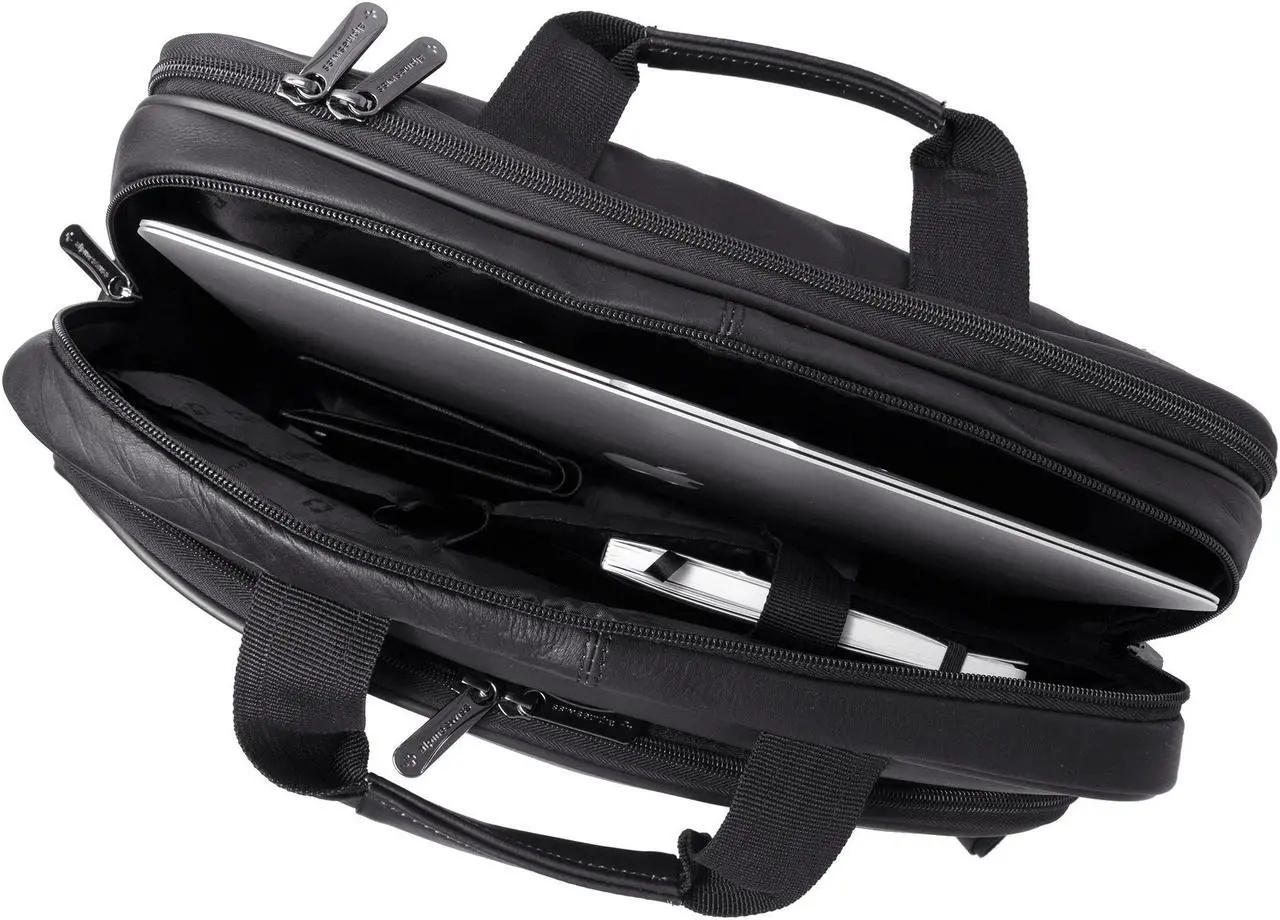 Alt view image 7 of 10 - Alpine Swiss Messenger Bag Leather 15.6 Laptop Briefcase Portfolio Business Case